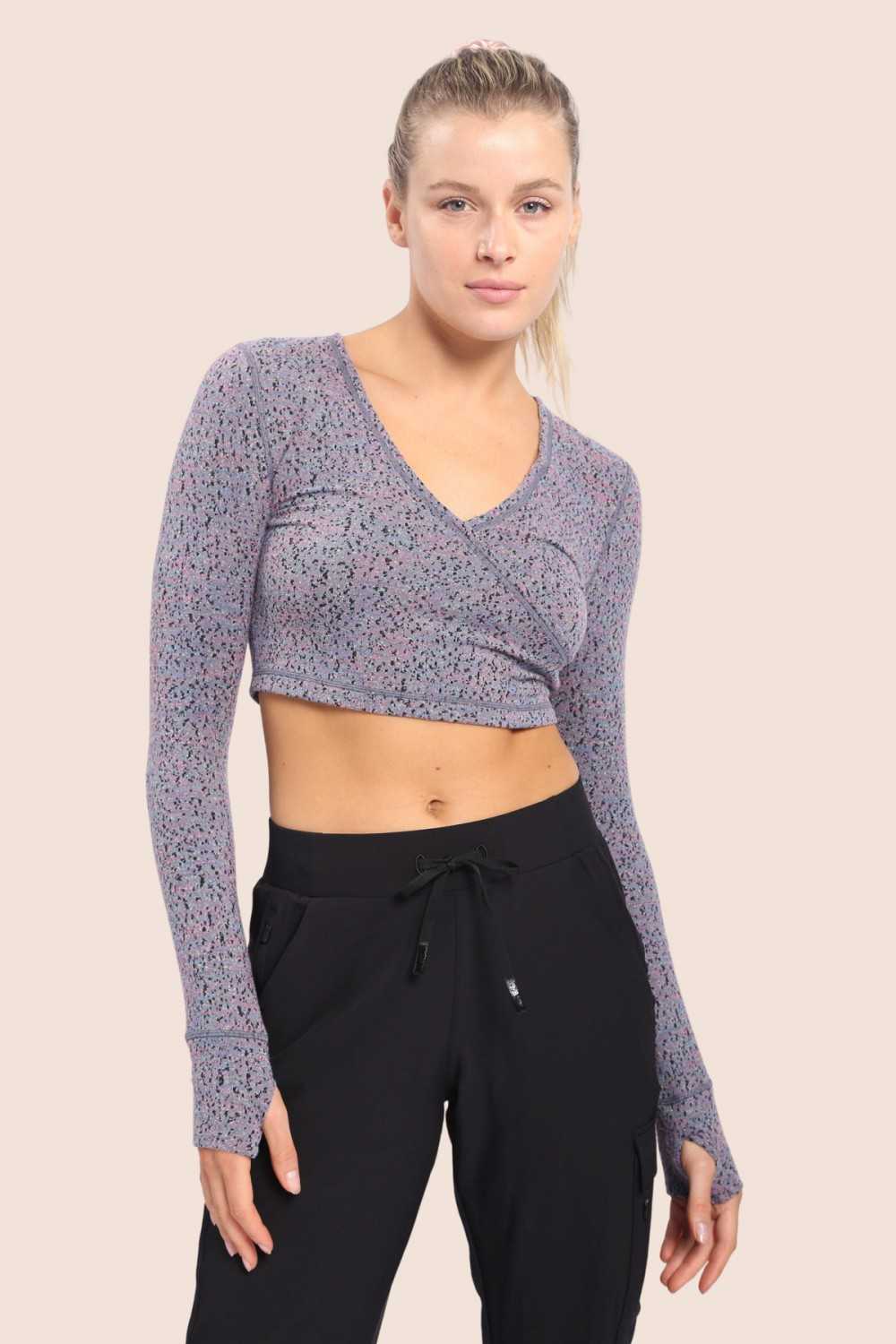 Mono B Top & High-Waisted Capri Joggers Confetti Holes & Active Set ...