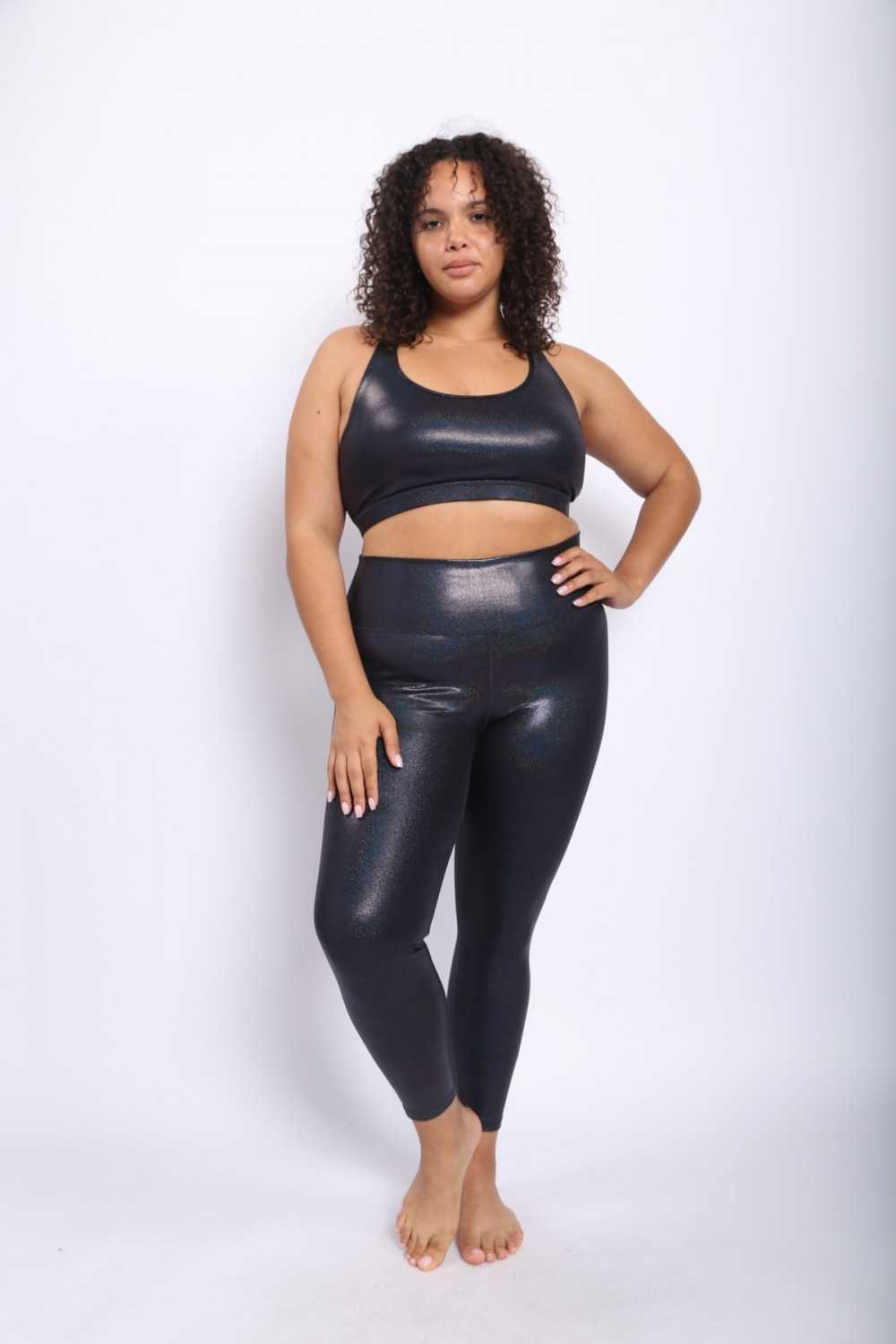 Mono B Sports Bra & High-Waisted Leggings CURVY Holographic Glitter ...