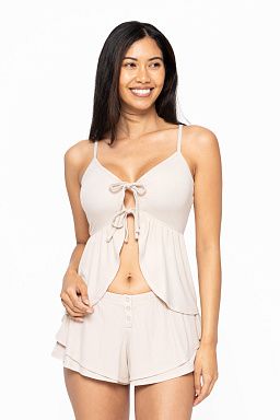 Bamboo Blend Fit & Flare Cami Top Bone