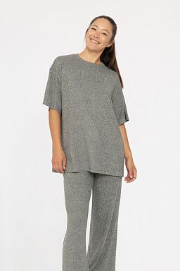 Brushed Hacci Oversized Boyfriend Tee Urban grey