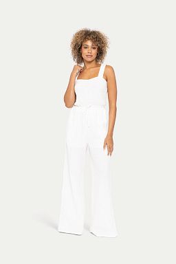 Cotton Gauze Wide Leg White