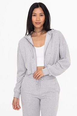 Crop Hoodie Zip-Up French Terry Jacket