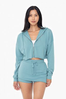 Crop Hoodie Zip-Up French Terry Jacket