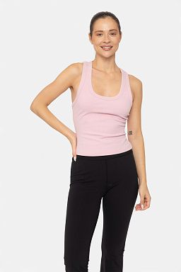 Cutout Keyhole Ribbed Racerback Cool mauve