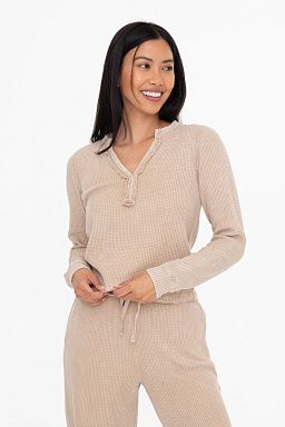 Distressed Mineral-Washed Long Sleeve Top