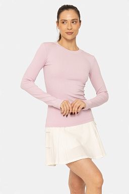 Essential Long-Sleeved Micro-Ribbed Athleisure Top Lilac 25