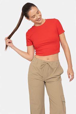 Essential Micro-Ribbed Athleisure Baby Tee Cherry