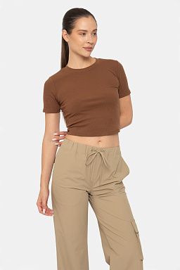 Essential Micro-Ribbed Athleisure Baby Tee Cocoa dust