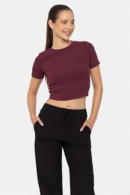 Essential Micro-Ribbed Athleisure Baby Tee Plum 24