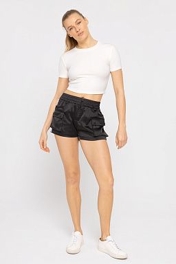 Essential Micro-Ribbed Cropped Athleisure Tee White