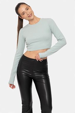 Essential Micro-Ribbed Cropped Athleisure Vintage blue