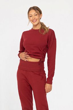 Fleece Side Cinch Top Red velvet