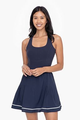 GREEN Criss Cross Back Skater Dress Navy