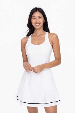 GREEN Criss Cross Back Skater Dress White