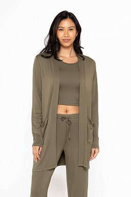 Lounge Open-Front Terry Cardigan Ivy green