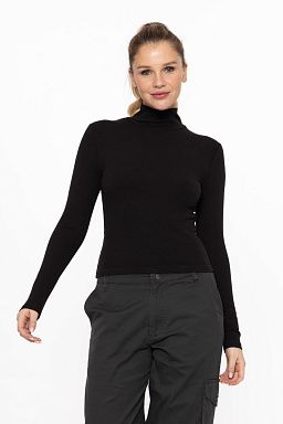 MICRO RIBBED TURTLENECK Black