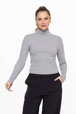 MICRO RIBBED TURTLENECK Heather grey