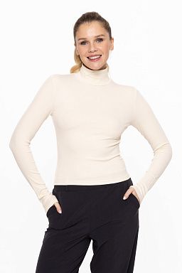 MICRO RIBBED TURTLENECK Natural