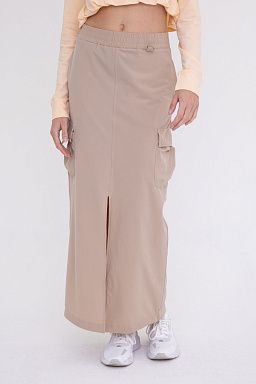 Mid-Rise Front Slit Cargo Maxi Skirt