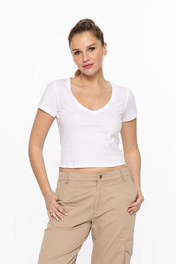 Organic Cotton Fit V-Neck Short Sleeve Shirt White