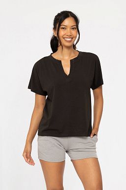 Pima Cotton Henley Black