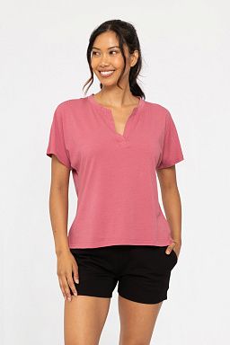 Pima Cotton Henley Soft magenta