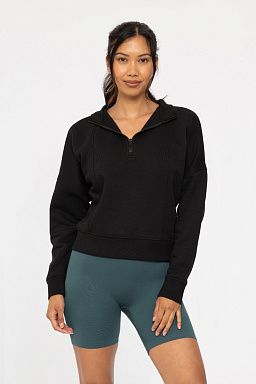 Princess Seam Quarter Zip Pullover Black