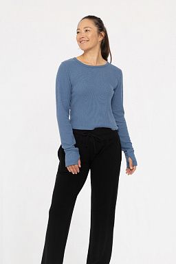 Ribbed Thumbhole Washed denim