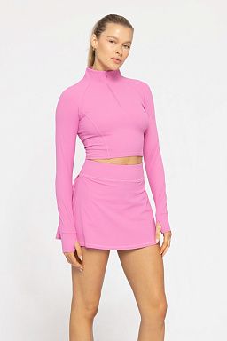 RIBBED RAGLAN ZIP Fuschia