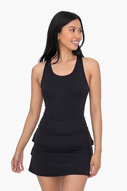 Ruffle Back Active Tank Dress Black