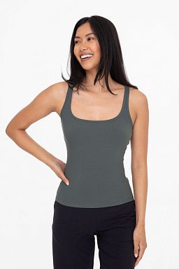 Square Neck Ribbed Tank Top