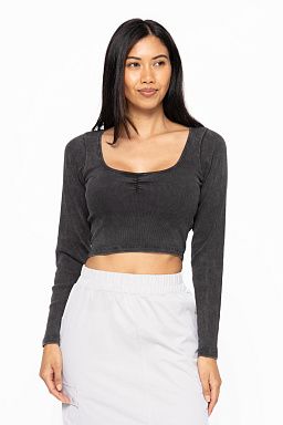 Sweetheart Rib Crop Top Black