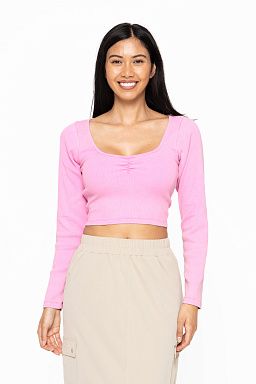 Sweetheart Rib Crop Top Fuschia