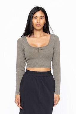 Sweetheart Rib Crop Top Ivy green