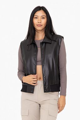 Vegan Leather Bomber Style Vest