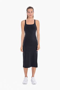 Venice Square Neck Body Con Midi Dress Balck