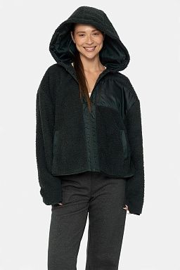 Zip Up Sherpa Hoodie Jungle green