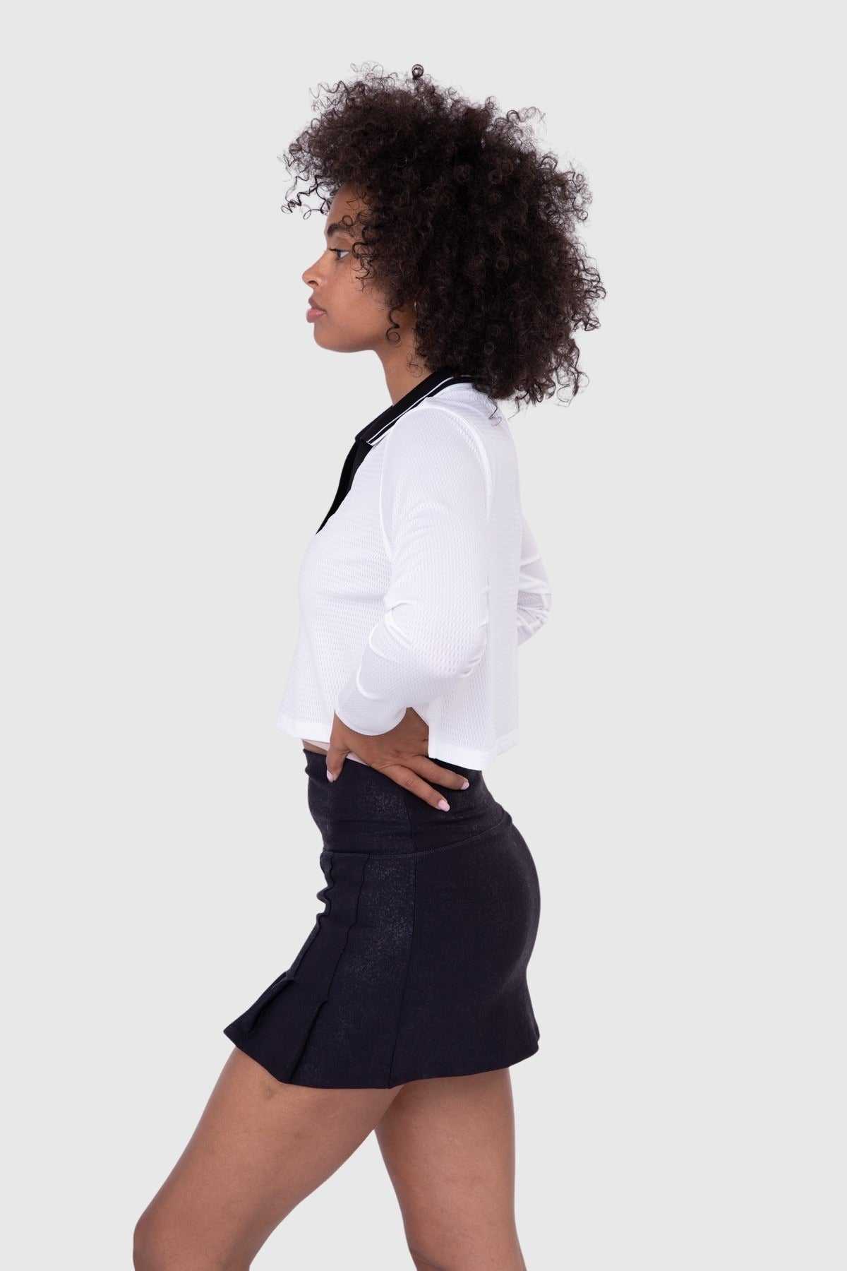 Perforated Cropped Polo