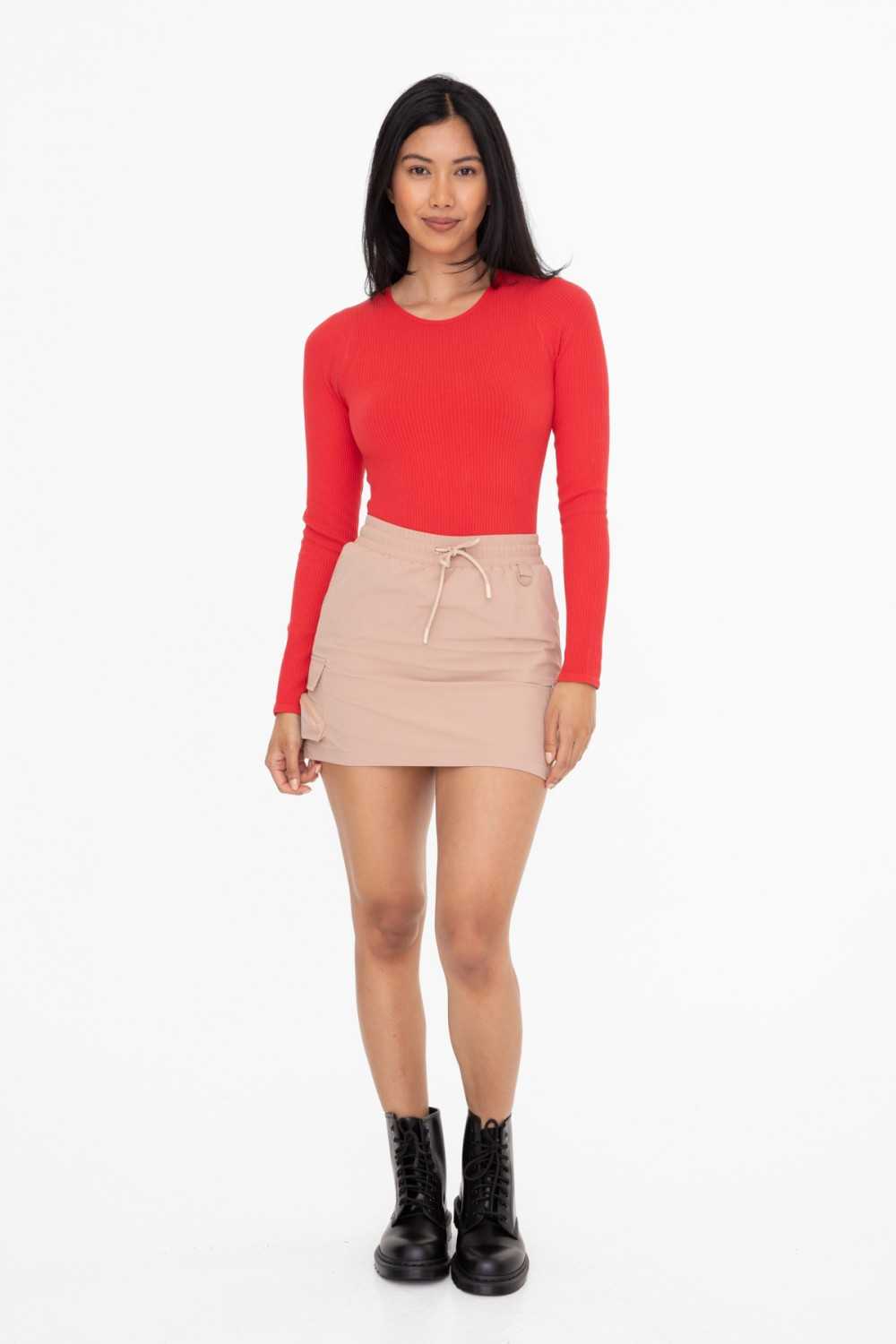 Mono B Mini Skirt & Long Sleeve Bodysuit Utility Active & Ribbed